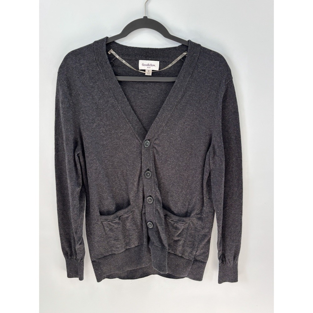 Goodfellow & Co Dark Gray Cardigan M Button V Neck Cotton Wool Blend Mens